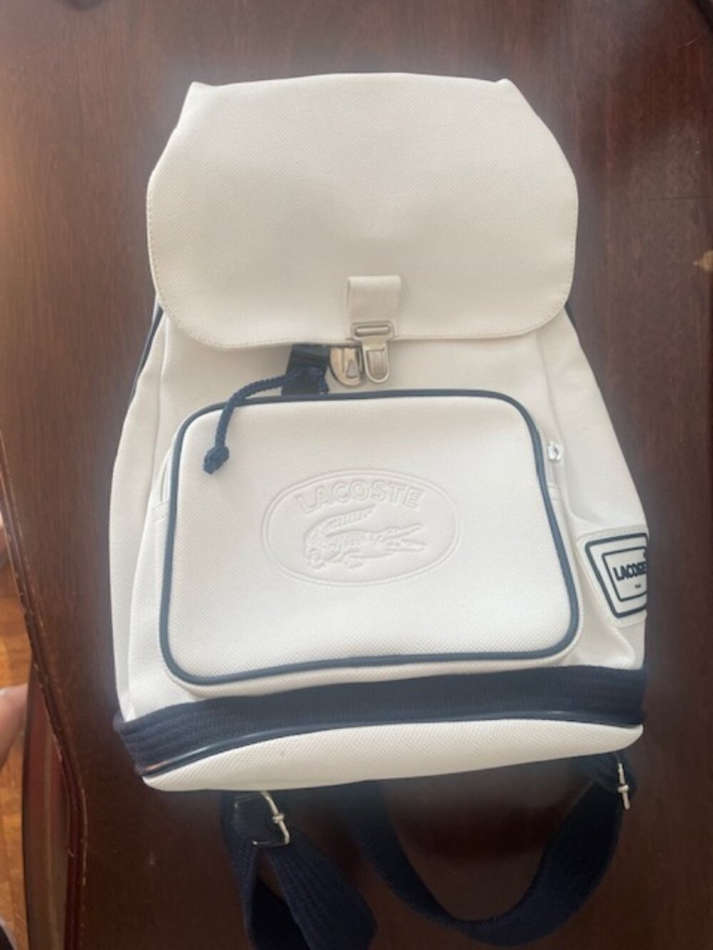 Vintage White Lacoste small backpack